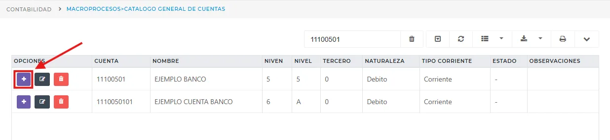 Vista busqueda de cuentas
