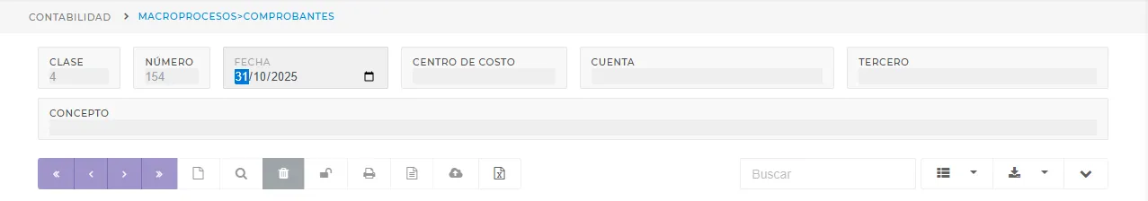 Vista inicio de creacion de un nuevo comprobante