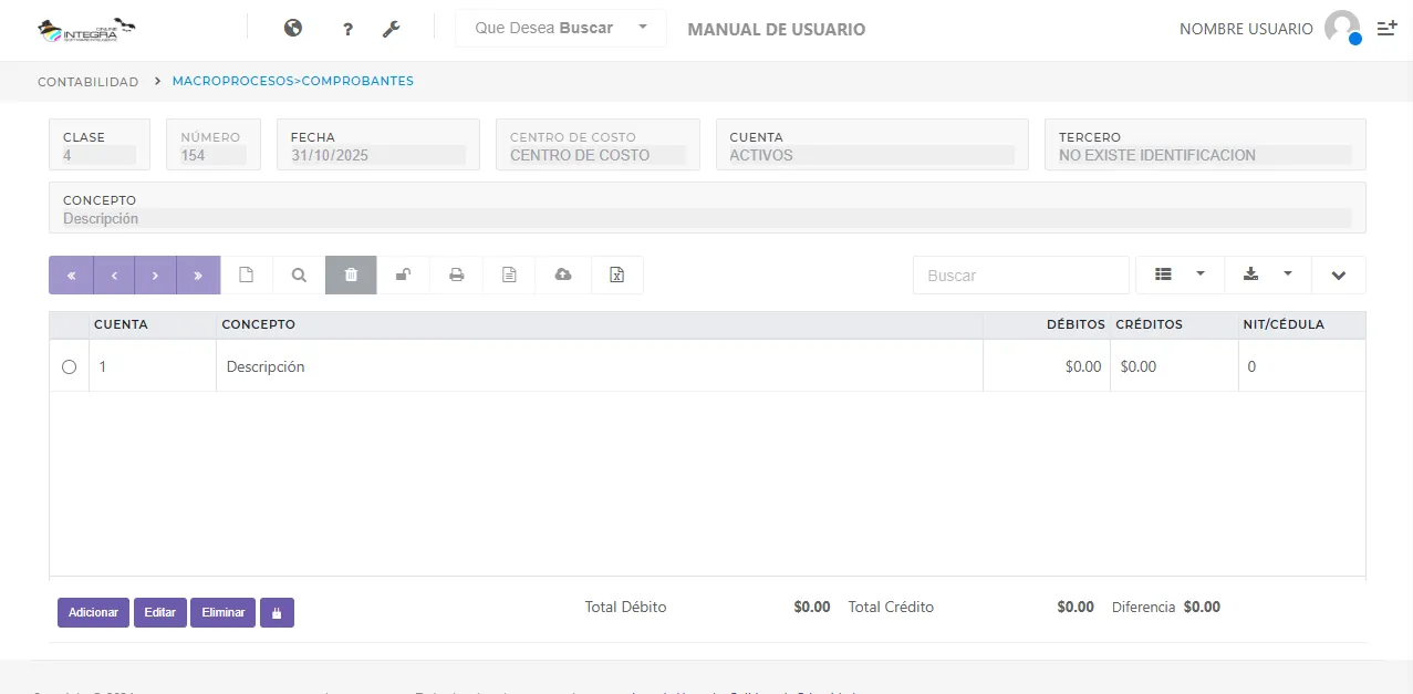 Vista alerta confirmación creacion comprobante