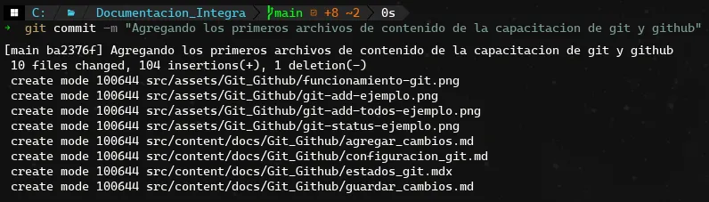 Ejemplo de commit de cambios