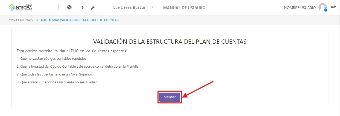 Imagen vista del boton de validar