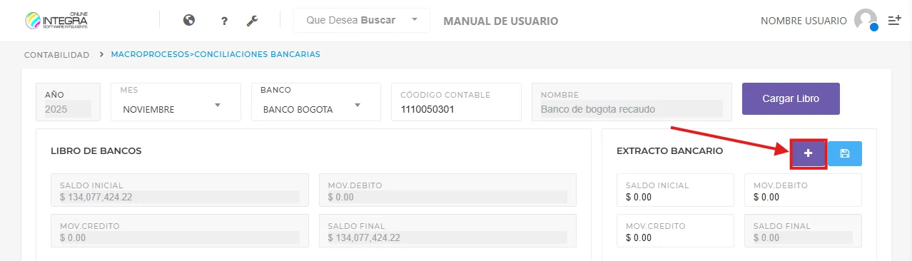 Vista ubicacion boton agregar movimiento de extracto